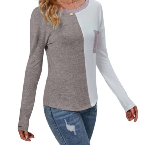 C+D+M Collection EUC Round Neck Color Block Patch Pocket Lightweight Shirt Large - Picture 4 of 14